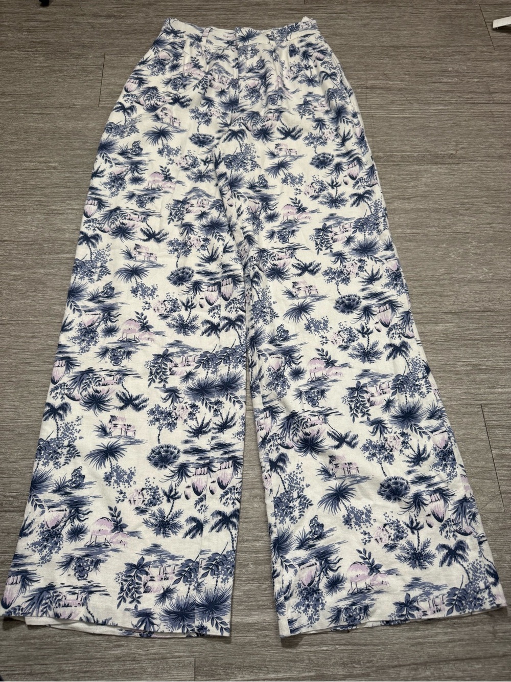 Abercrombie & Fitch Linen Blend Tropical Wide Leg Pants Coastal Vacation Resort
